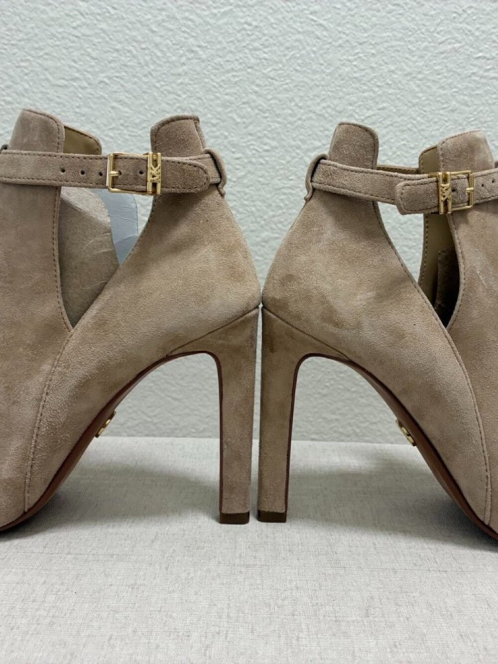Michael Kors 5.5 Lawson Open-toe Ankle boots Suede Tan Brown Elegant Bohemian